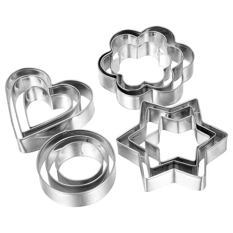 4 Styles Baking Mold Biscuit Cookie Cutter Flower Heart Circle Star Baking Mould Stainless Steel Fruit Egg Mould Cookie Cutters