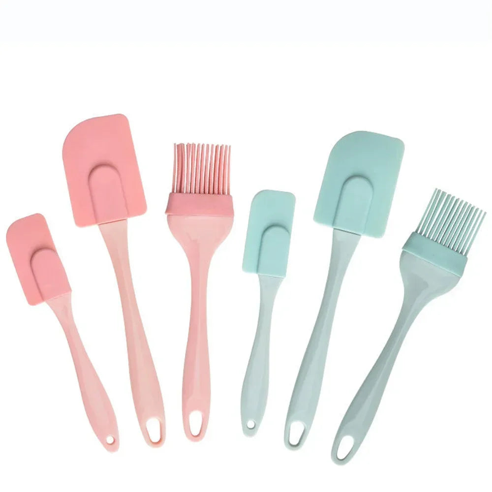 3PCS/Set Cream Scraper DIY Bread Cake Butter Spatula Mixer Oil Brush Kitchen Baking Tool Silicone Spatula Non-stick Kitchen