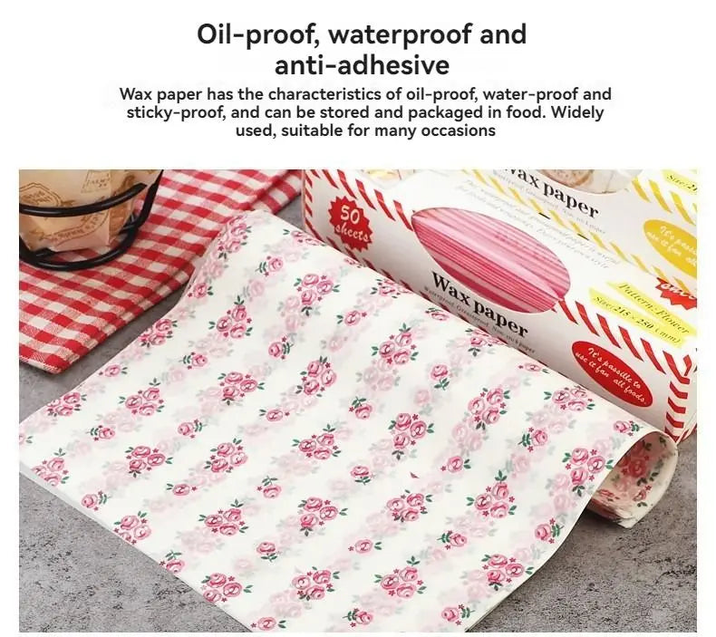 50pcs Kitchen Baking Nougat Greaseproof Paper Food Wax Paper Wrapping Paper Food Grade Sugar Paper Snack Paper