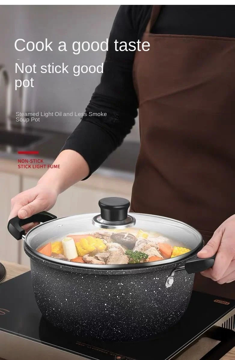 Soup Pot Non-stick  Thick Soup Stew Pot Cook Noodles Hot Milk Porridge  Gas Cooker Universal Induction Pot Instant