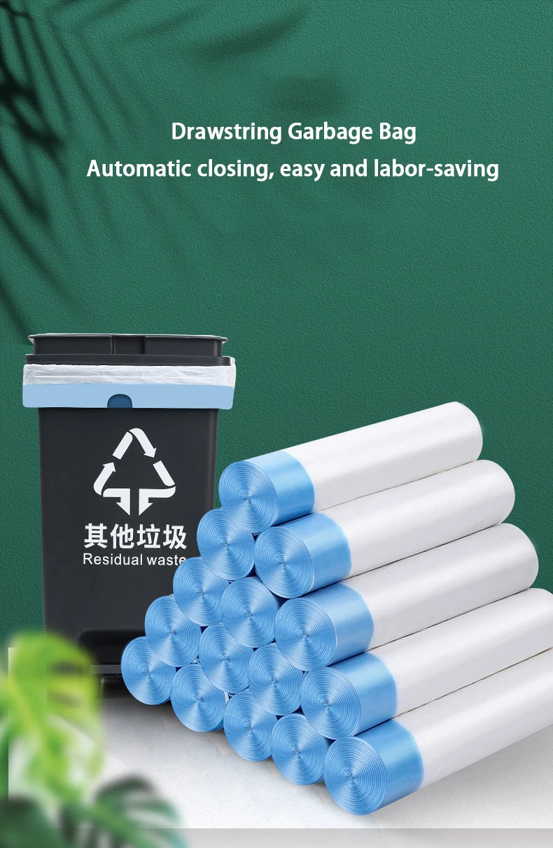 Nymph Large Drawstring Closing Garbage Bags Household Portable Disposable Garbage Storage Supplies Kitchen Thickening Trash Bags