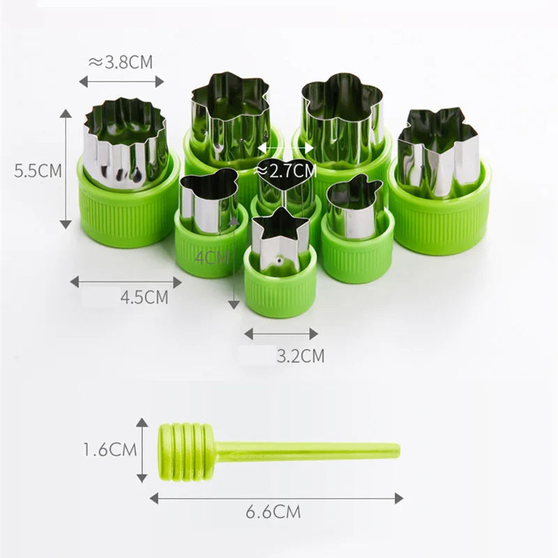 6/8/10Pcs Heart/Flower Shape Vegetables Cutter Plastic Handle Cookie Cutters Sandwiches Cutter Stainless Steel Fruit Cutting Die