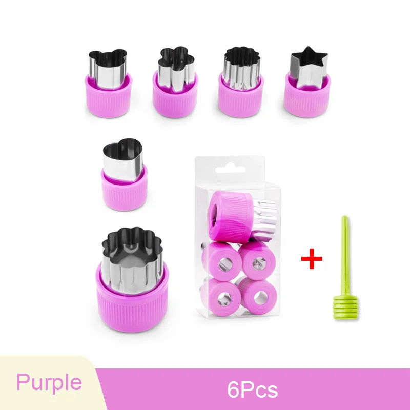 6/8/10Pcs Heart/Flower Shape Vegetables Cutter Plastic Handle Cookie Cutters Sandwiches Cutter Stainless Steel Fruit Cutting Die
