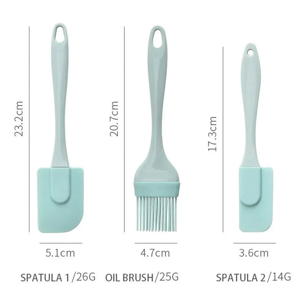 3PCS/Set Cream Scraper DIY Bread Cake Butter Spatula Mixer Oil Brush Kitchen Baking Tool Silicone Spatula Non-stick Kitchen