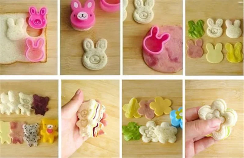 Cute Sandwich Mould Rabbit Flower Panda shaped Bread CakeBiscuit Embossing Device Crust Cookie Cutter Baking Pastry Tools Cake