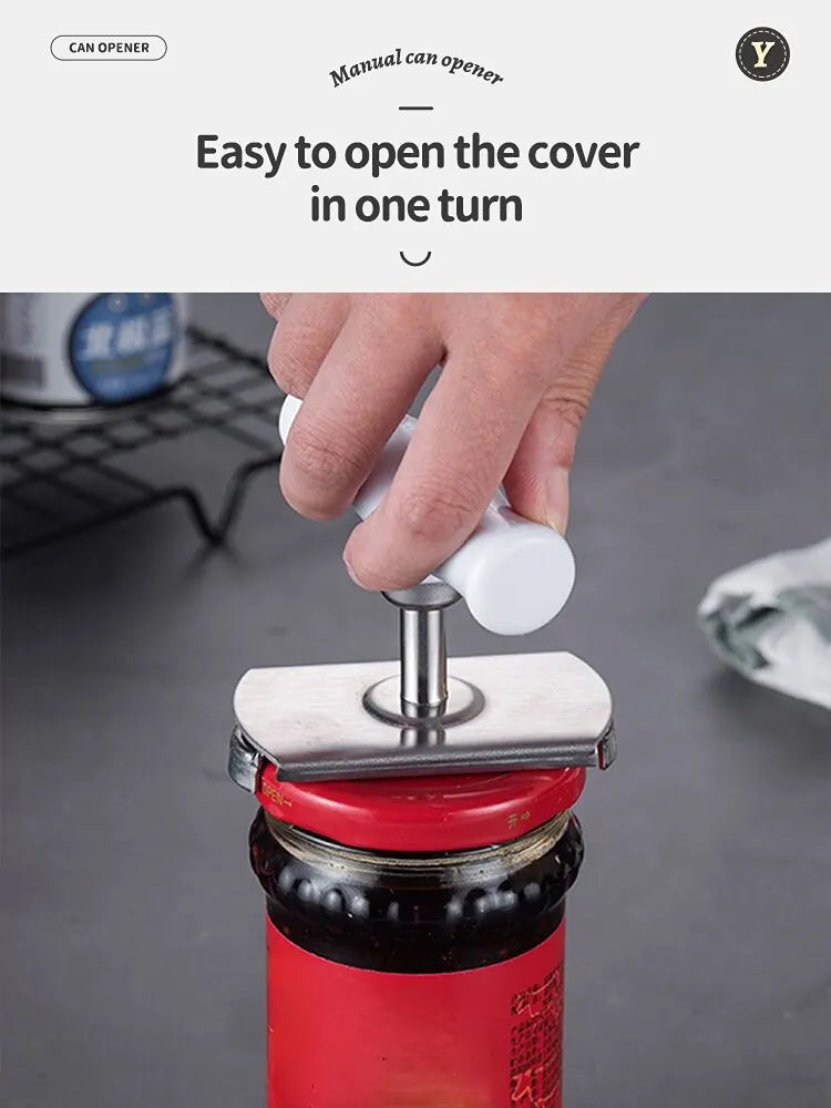 Stainless Steel Can Opener Labor-saving Unscrew Lid Multifunctional Opener Home Adjustable Rotating Bottle Opener Kitchen Tools