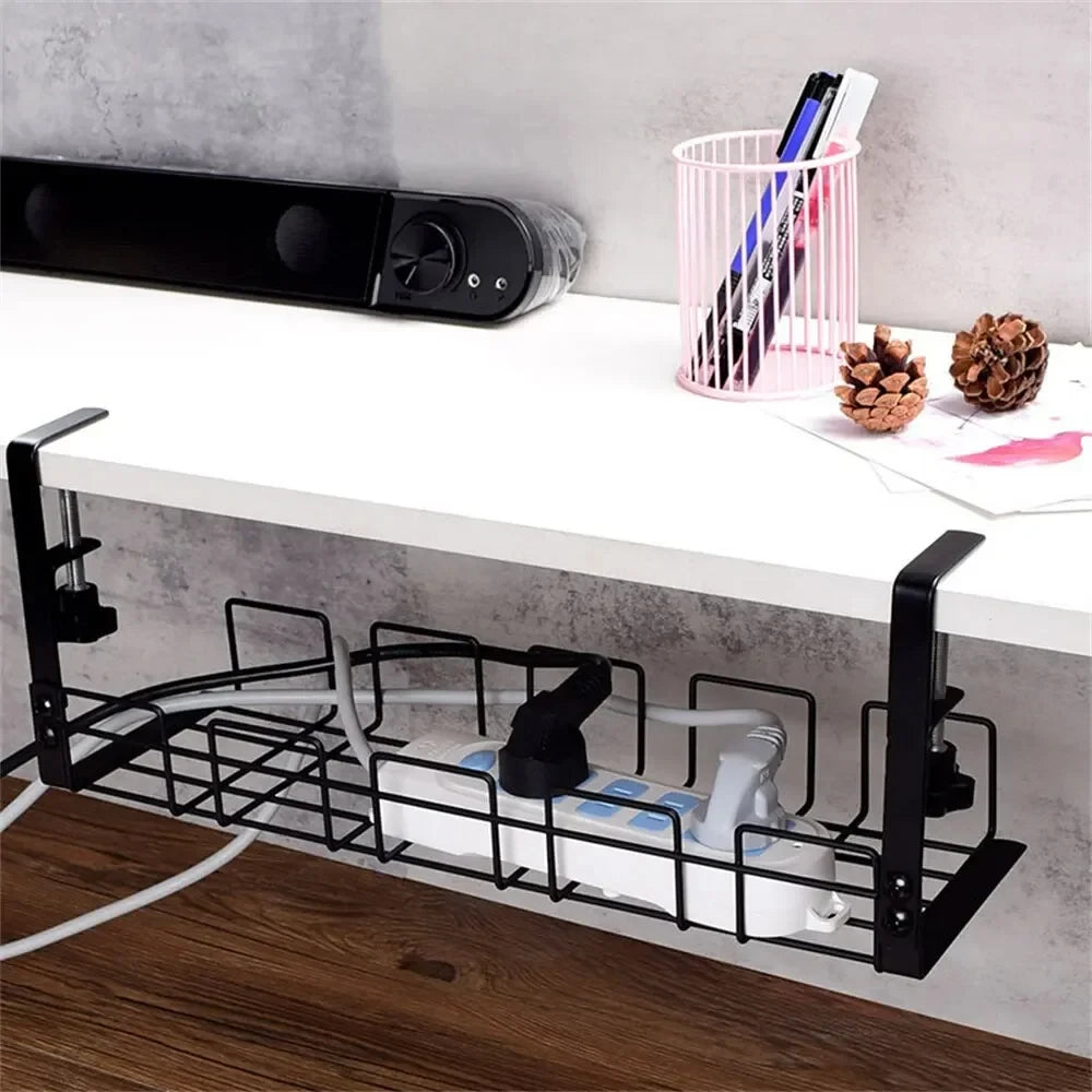 Undertable Storage Rack Metal Cable Tray Computer Desk Wire Organizer without Perforated Kitchen Storage Accessories