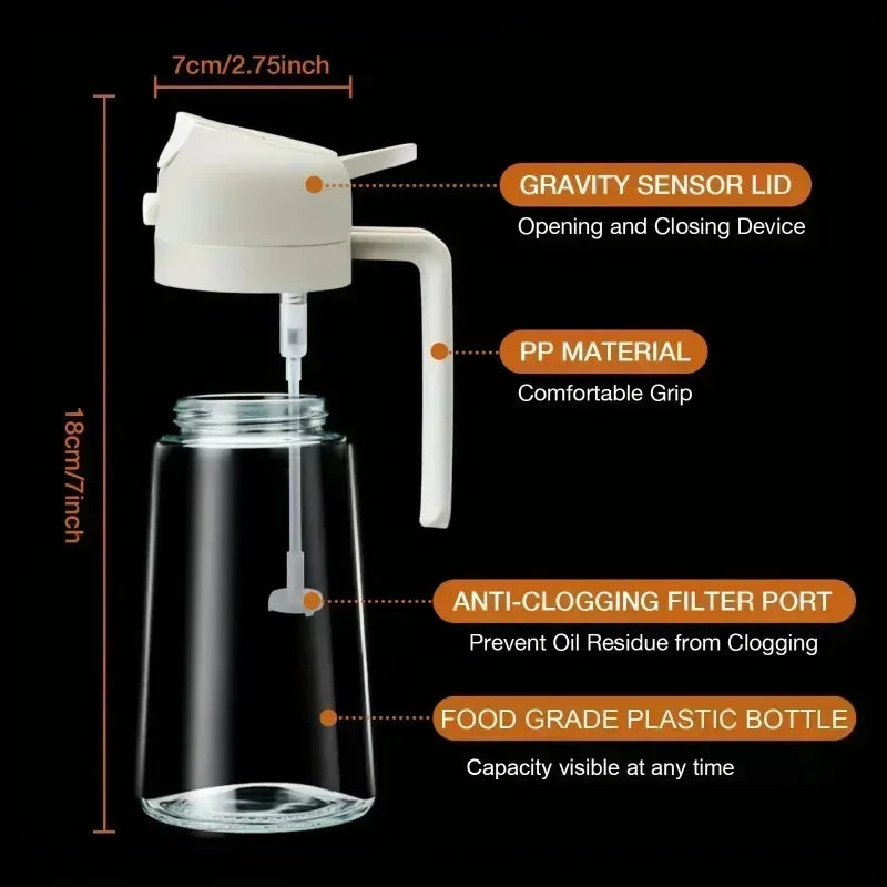 2in1 470ml Glass Spray Oil Sprayer Bottle Spray Oil Dispenser Oil Jar Cruet BBQ Kitchen Baking Roasting Picnic Kitchen Tool