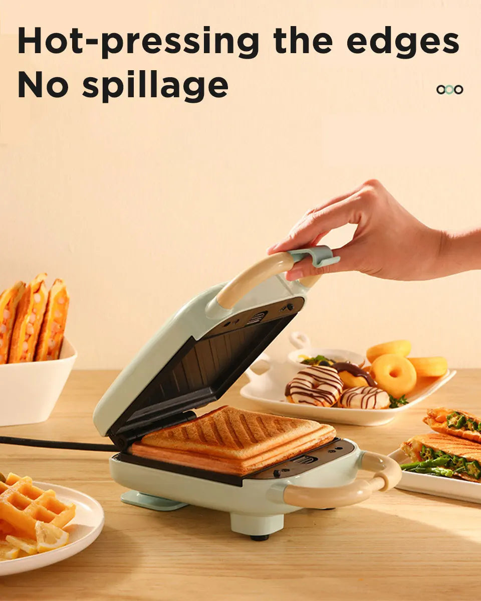Mini Sandwich Machine Breakfast Maker Multi Cookers Toasters Electric Ovens Hot Plates Bread Pancake Waffle Donuts