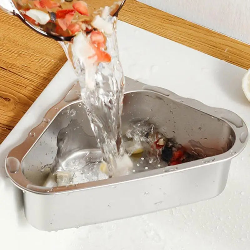 Kitchen Triangular Sink Filter Triangle Design Storage Rack For Kitchen Sink Basket For Sink Food Strainer Stainless Steel For