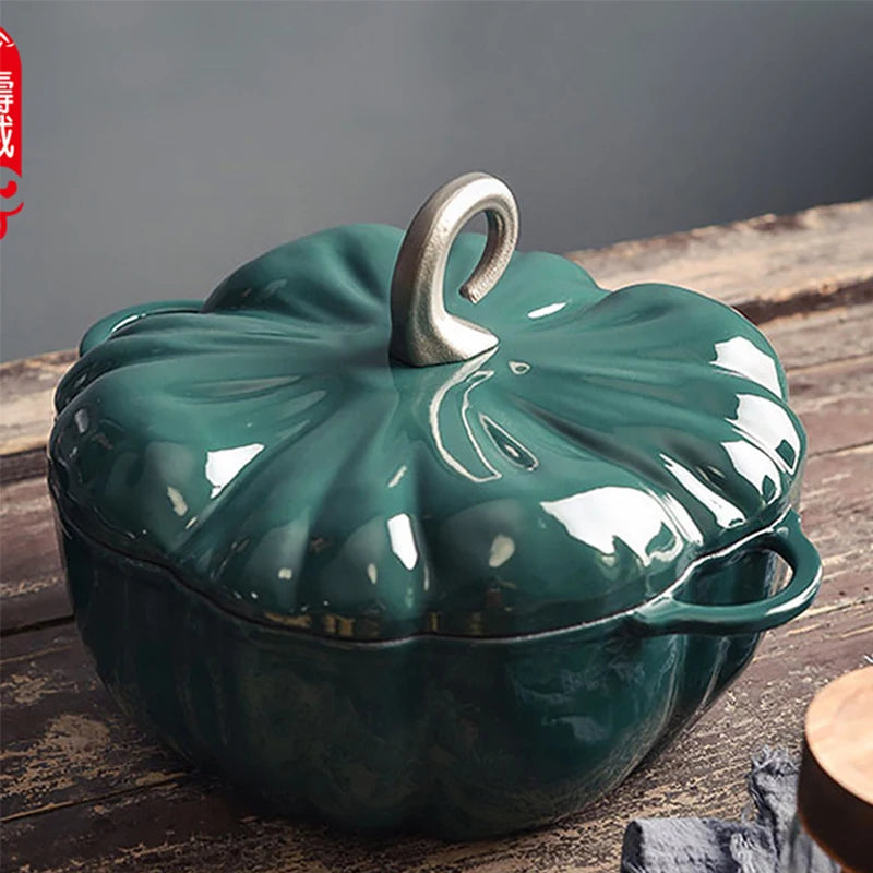 Pumpkin Enamel Stew Sets of Pot and Pans Iron Casserole Pots for Kitchen Glass Pan for Cooking Kitchenware Set Non Stick Food