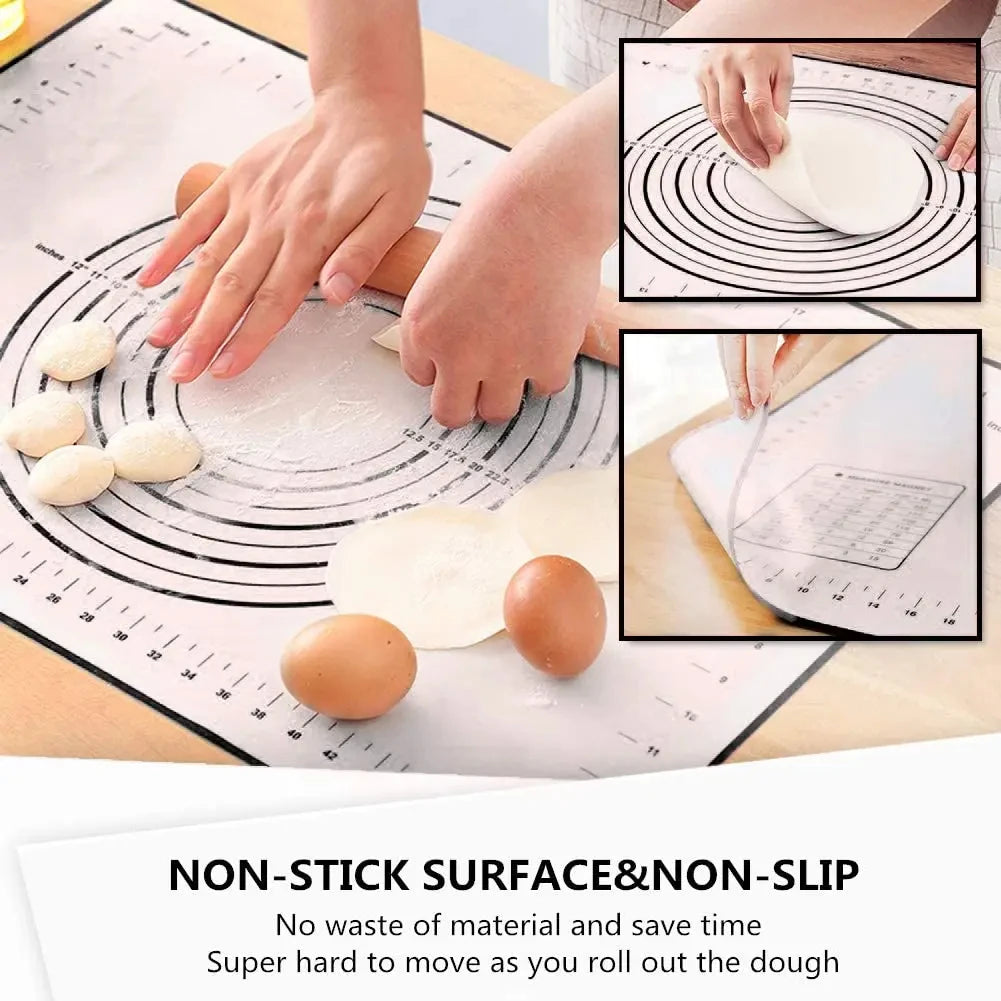 Black And Red Kneading Dough Mat Silicone Baking Mat Pizza Cake Dough Maker Kitchen Cooking Grill Gadgets Bakeware