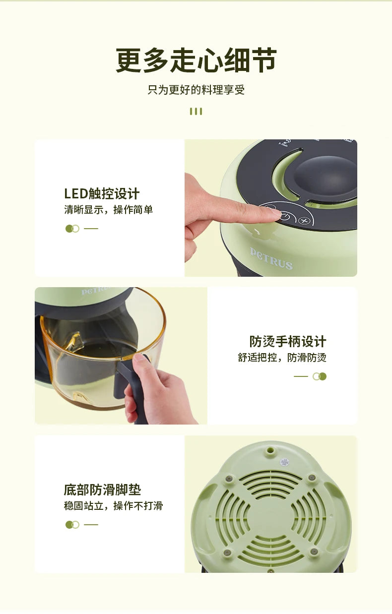 Small Glass Air Fryer Electric Kawaii Cooking Health 2l Mini Air Fryer Home Smart Fries Nonstick Friggitrice Ad Aria Kitchen Pot