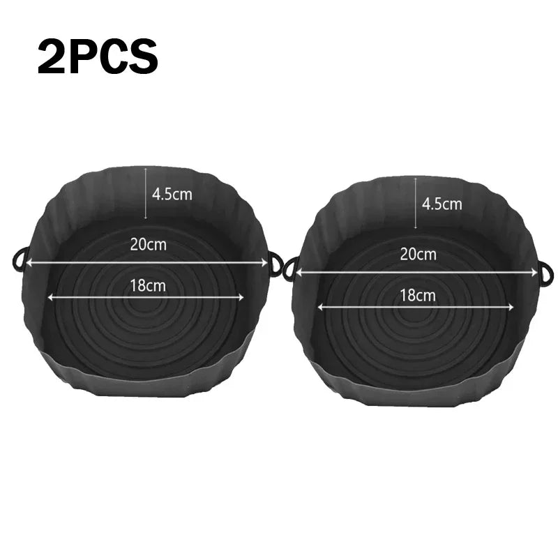 Silicone Air Fryer Pan Basket Reusable Airfryer Tray Oven Baking Silicone Liner Pot Mold for Pizza Fried Chicken BBQ Baking