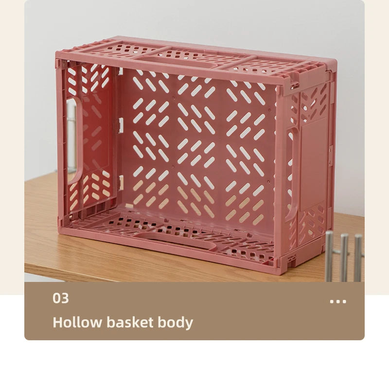 Hot Sale Small Collapsible Plastic Folding Kitchen Fruit Vegetable Household Storage Basket with Handle