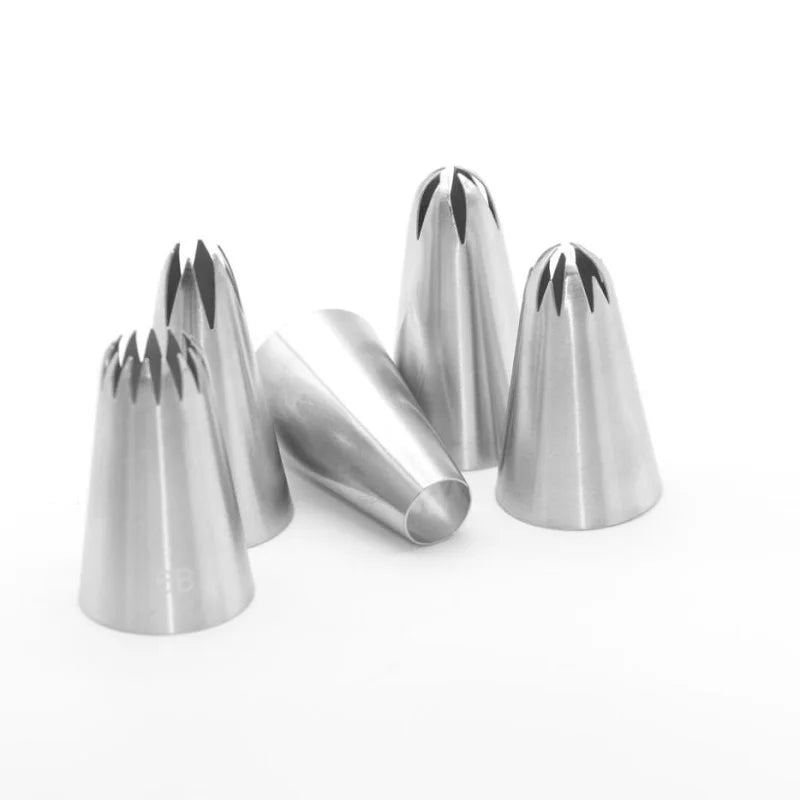 5pcs/set Metal Cake Cream Decoration Tips Set Pastry Tools Stainless Steel Piping Icing Nozzle Cupcake Head Dessert Decorators
