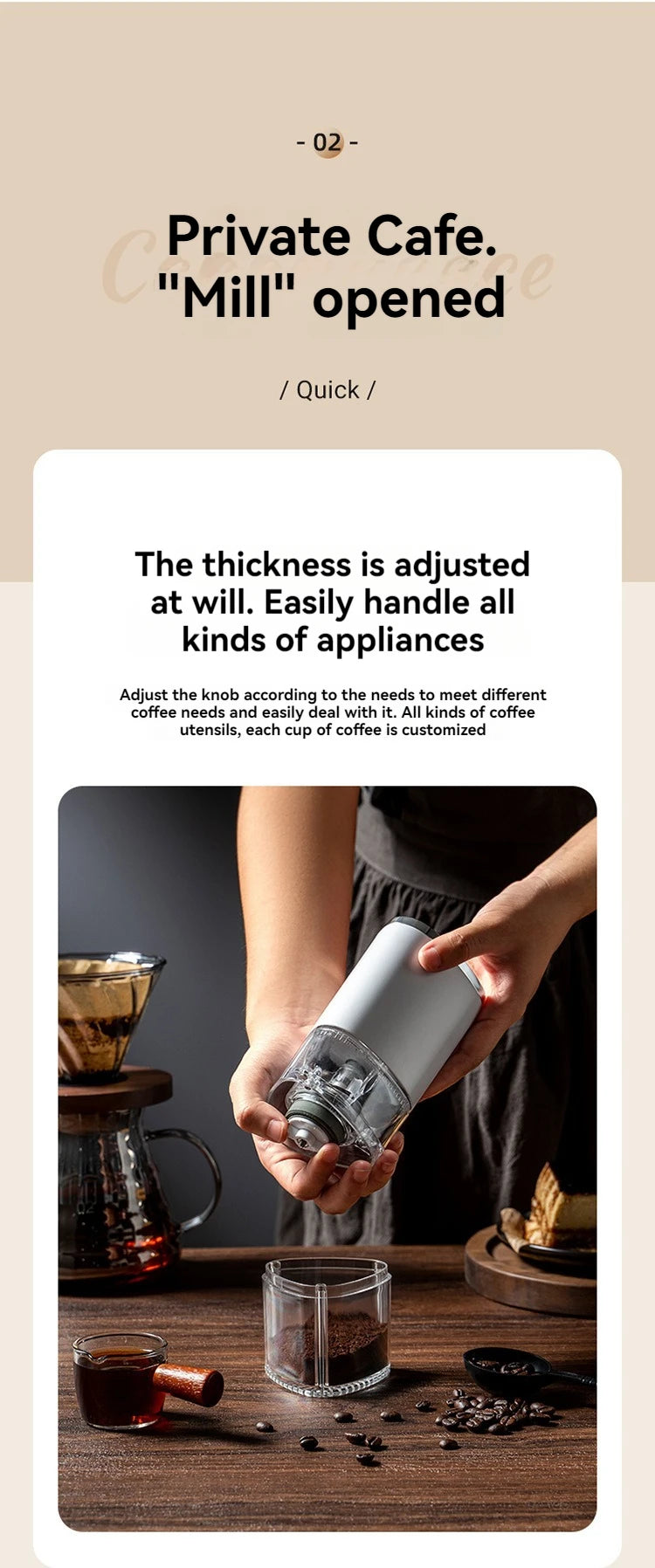 Custom logo Small portable mini home kitchen coffee grinder machine mill automatic USB charging electric coffee grinder