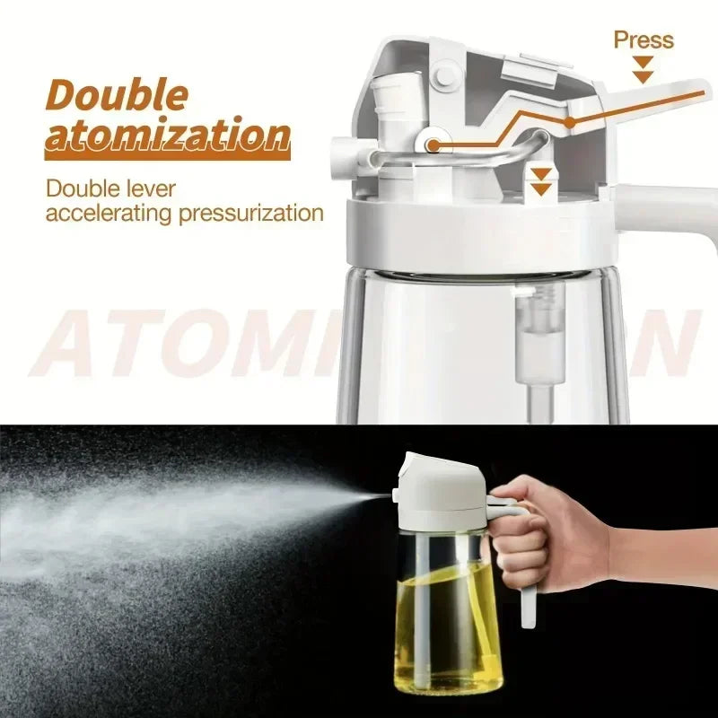 2in1 470ml Glass Spray Oil Sprayer Bottle Spray Oil Dispenser Oil Jar Cruet BBQ Kitchen Baking Roasting Picnic Kitchen Tool