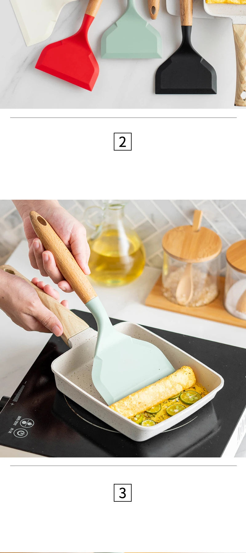 Non-stick Silicone Spatula Wide Mouth Yuzi Burning Omelette Pancakes Fried Eggs Shovel Kitchen Accessories Cooking Gadgets