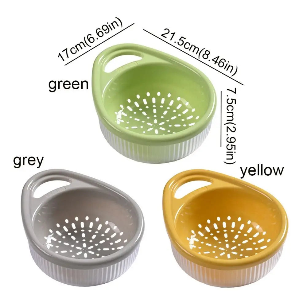 Hollow Drain Basket for Home Kitchen Multi-functional Double-layer Sink Sieve Fruit and Vegetable Portable Rice Washing Basket
