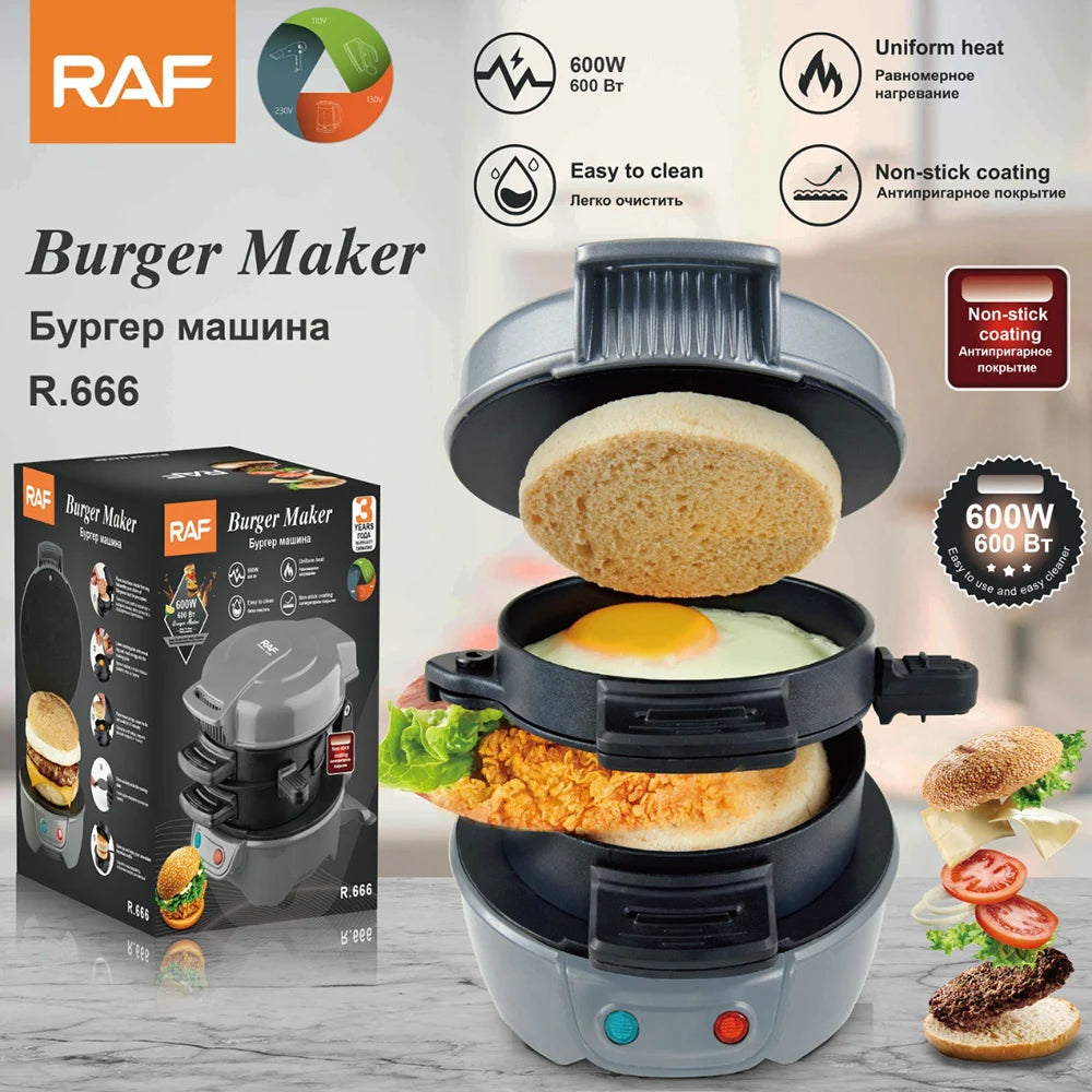 Electric Burger Sandwich Maker 600W Bread Grill Baking Toaster Bread Machine for Breakfast Home Kitchen Pancake Pan 220V EU 토스트기