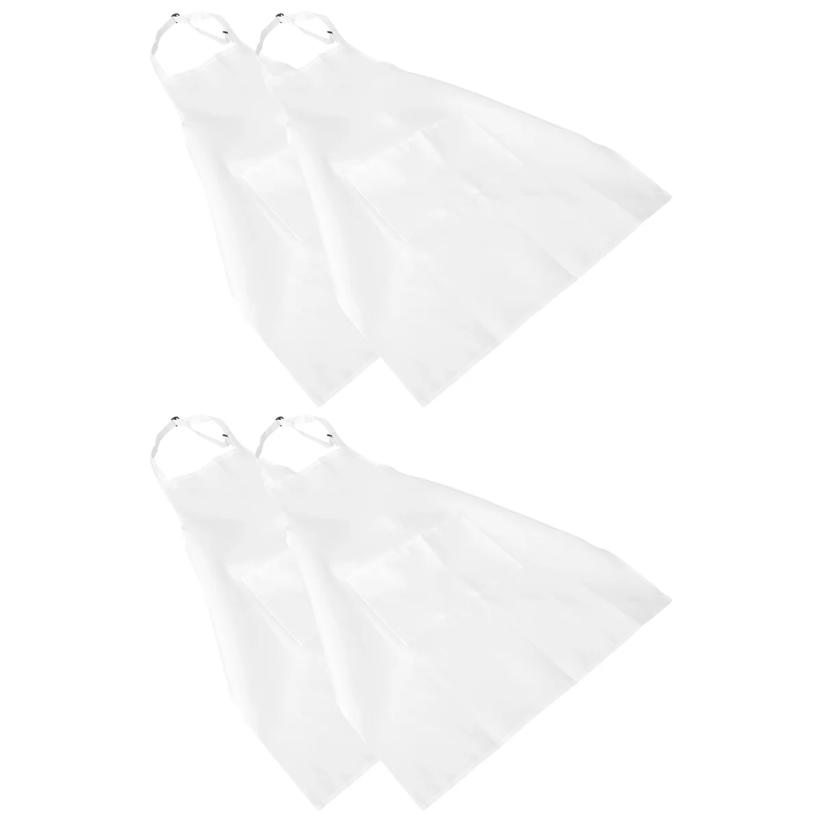4 Pack Bib Aprons with 2 Pockets Adjustable Kitchen Cooking Chef Apron for Women & Men, White