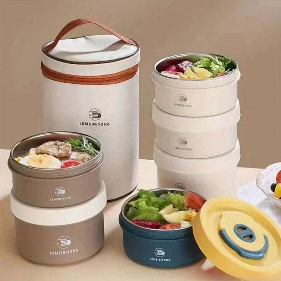 304 stainless steel lunch box, lunch box, insulated lunch box, multi-layer lunch box can be heated in a microwave oven