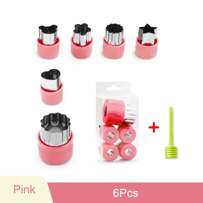 6/8/10Pcs Heart/Flower Shape Vegetables Cutter Plastic Handle Cookie Cutters Sandwiches Cutter Stainless Steel Fruit Cutting Die