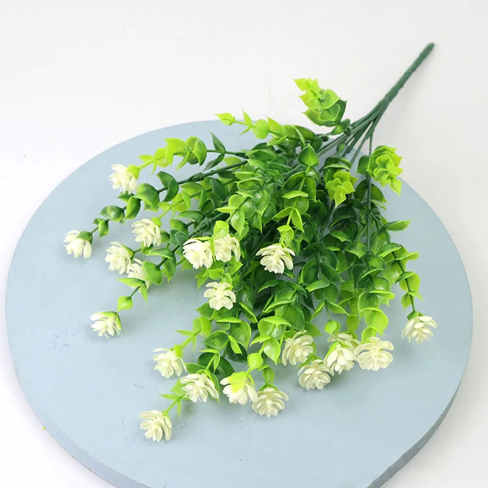 1 Bundle Artificial Flowers Outdoor UV Resistant Greenery Shrubs Plants Fake Flower for Kitchen Office Wedding Garden Decor