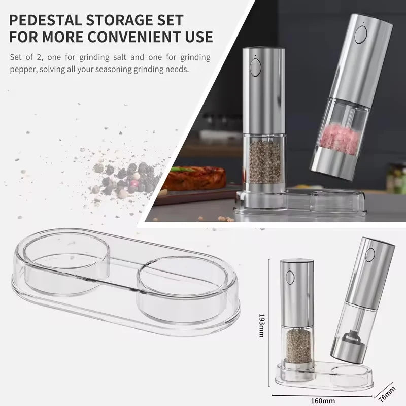 Automatic Pepper Grinder Salt And Pepper Grinder USB Rechargeable Adjustable Coarseness Spice Mill With LED Light Kitchen Tool