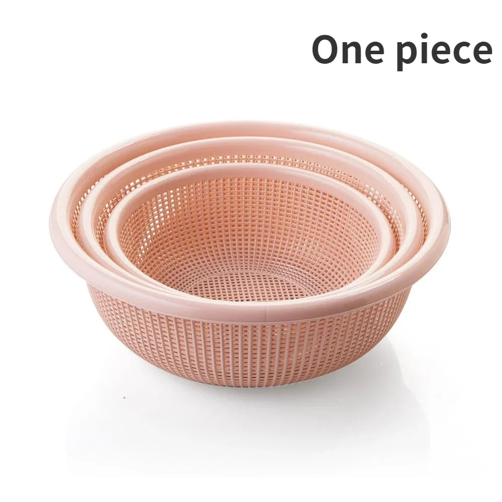 3 In 1 Round Shape Fruit Vegetable Noodles Washing Basket Drainer Plastic Home Kitchen Organizer Storage Baskets Filters Basin