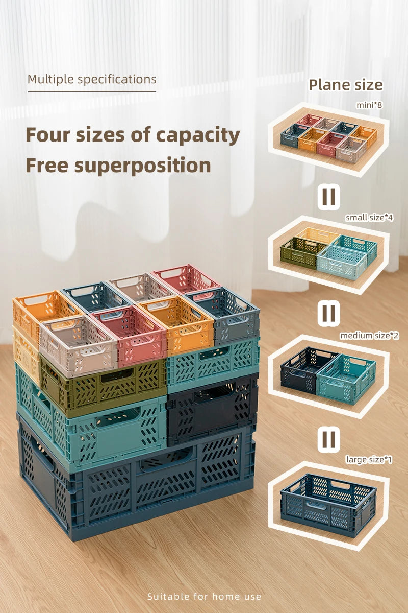 Hot Sale Small Collapsible Plastic Folding Kitchen Fruit Vegetable Household Storage Basket with Handle