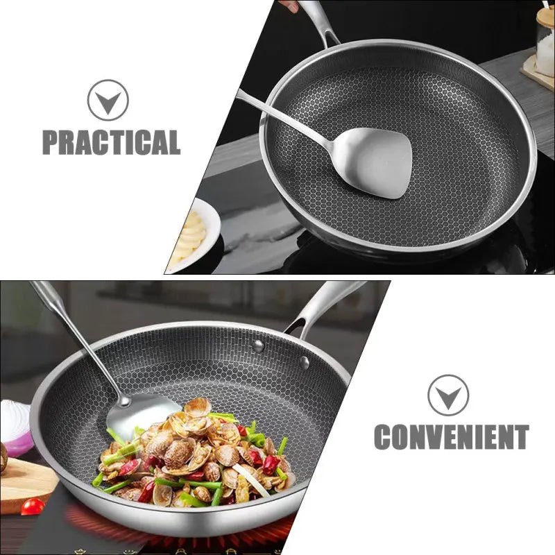 Stainless Steel Frying Pans Kitchen Skillet Frying Pans Non-Sticky Cooking Pan Honeycomb Frying Pans Kitchen Accessories