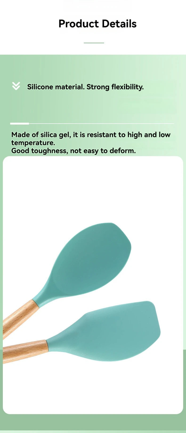 12PCS Silicone Kitchenware Non-Stick Cookware Kitchen Utensils Set Spatula Shovel Egg Beaters Wooden Handle Cooking Tool Set