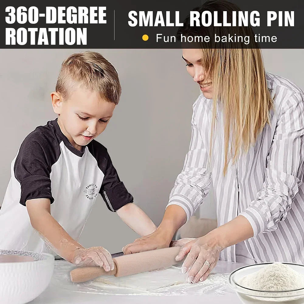 Non-Stick Rolling Pin Wooden Handle Pastry Dough Flour Roller Home Kitchen Cooking Bakery Accessories for Pasta Cookie Dough