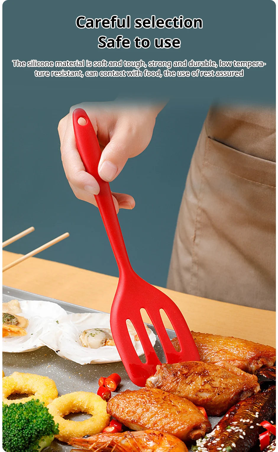 Small Silicone Dpatula Heat-resistant and Non Stick Pan Frying Spatula Flat Bottom Pan Spatula Kitchen Tool