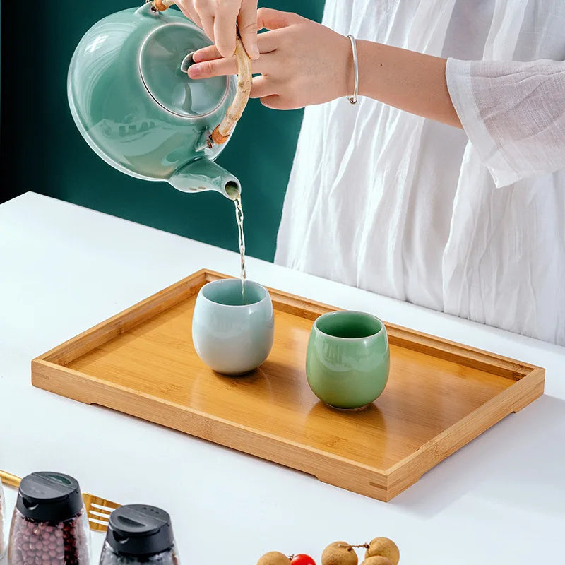 Wooden Tray High-value Rectangular Solid Wood Tea Fruit Snack Tray Desktop Storage Tools Homehold Restaurant Utility Wooden Tray