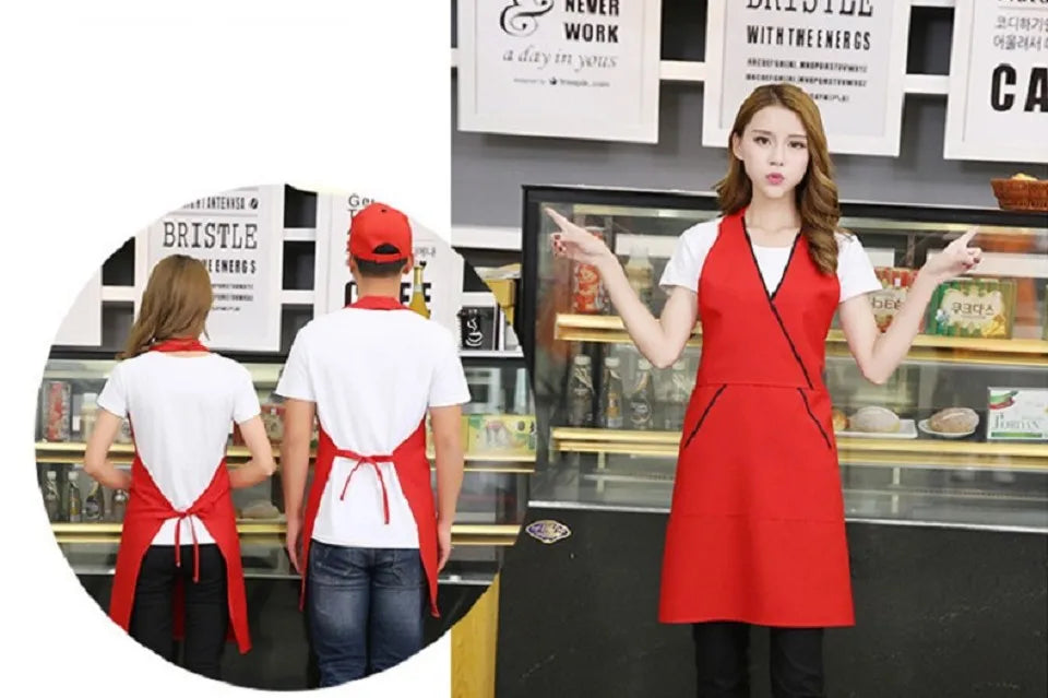 Unisex Cooking Apron Hotel Cafe Milk Tea Shop Work Apron Chef Waiter Barbecue Hairdresser Pocket Apron Kitchen Supplies