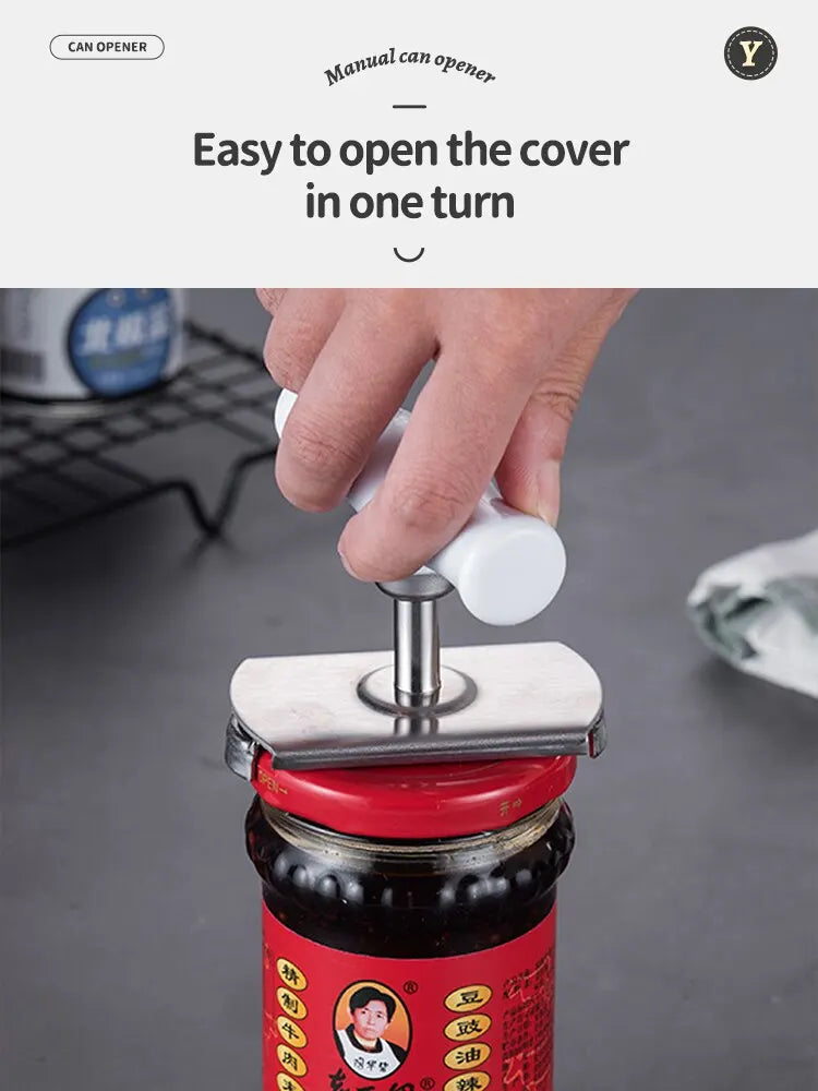 Stainless Steel Can Opener Labor-saving Unscrew Lid Multifunctional Opener Home Adjustable Rotating Bottle Opener Kitchen Tools