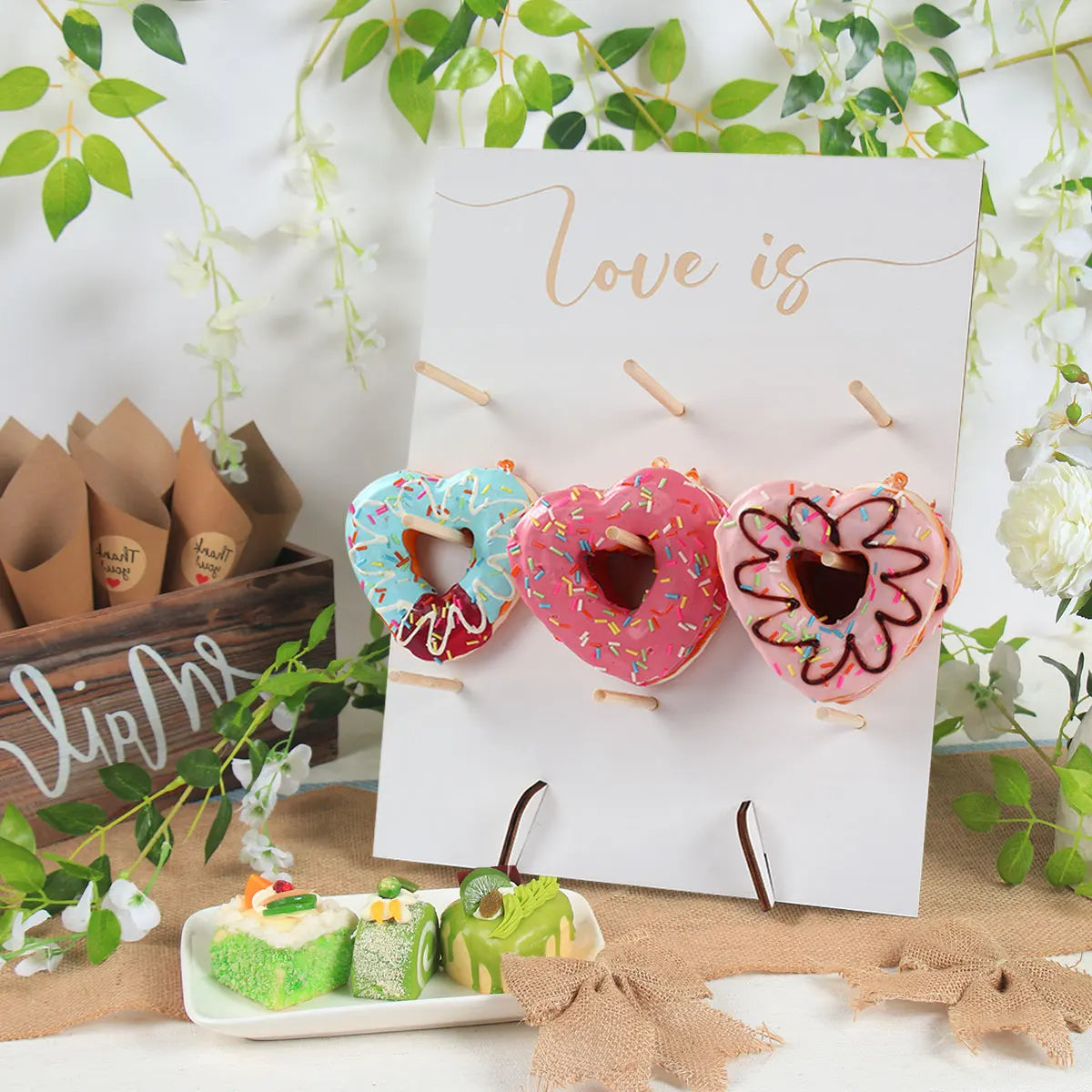 Wedding Decoration Wooden Donut Stand Wall Dessert Doughnut Table Holder Wedding Mariage Supplies Kid Birthday Party Baby Shower