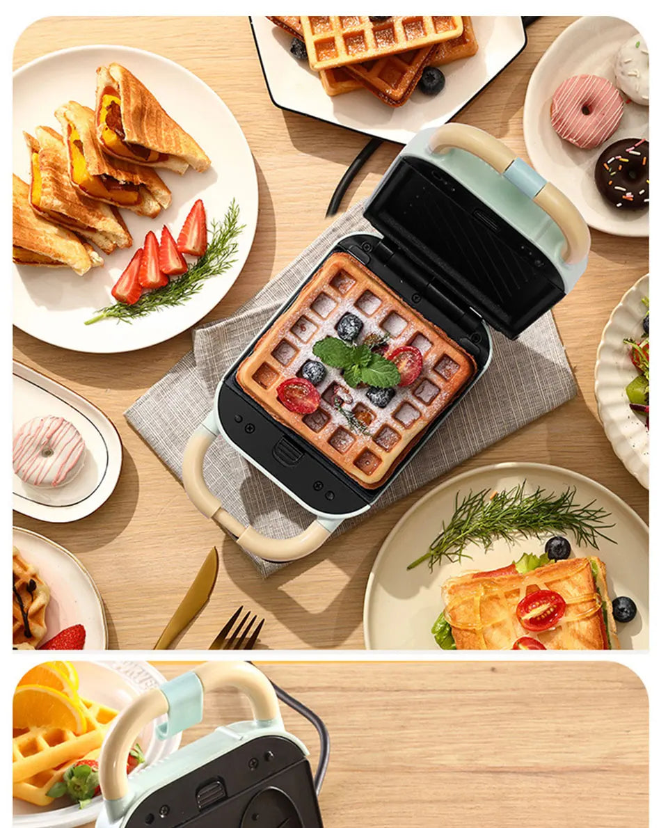 Mini Sandwich Machine Breakfast Maker Multi Cookers Toasters Electric Ovens Hot Plates Bread Pancake Waffle Donuts