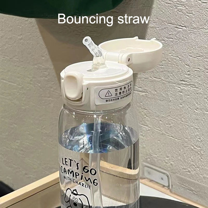Plastic Water Bottle Water Cup With Straw Simple Large Capacity Portable Drop Resistant And Portable Cup Cartoon Ice Suction Cup