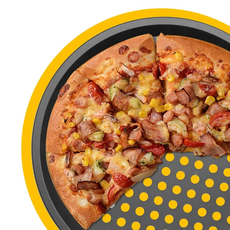 Baking Tray Carbon Steel Pizza Tray with Holes (non-stick) Baking Tray with Holes Cooking Tray Dish Rack Baking Tools