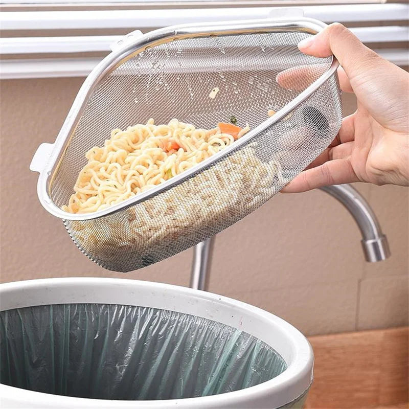 Stainless Steel Kitchen Sink Drain Basket Kitchen Shelf Rack Drainier Triangle Food Vegetables Peel Egg Filter Storage Organizer