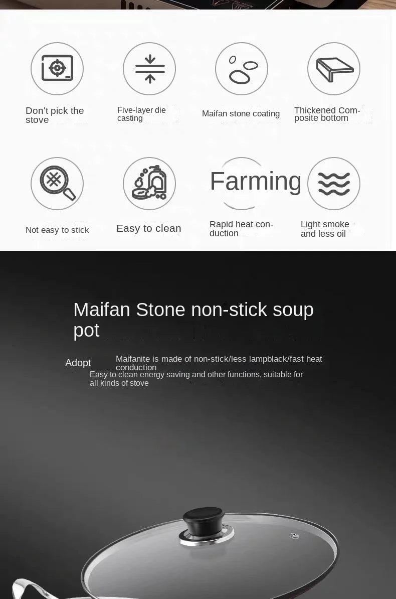 Soup Pot Non-stick  Thick Soup Stew Pot Cook Noodles Hot Milk Porridge  Gas Cooker Universal Induction Pot Instant