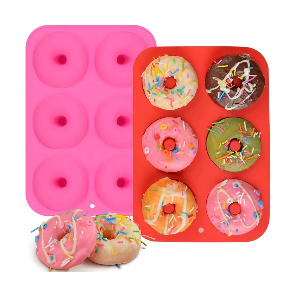 Heat Resistant Silicone Donut Mold for 6 Doughnuts Food Grade Silicone Bagels Pan for Baking Non Stick Mini Cupcake Mould