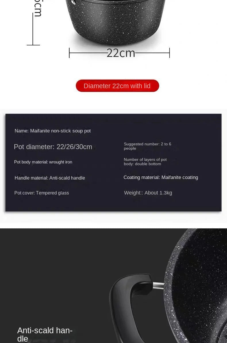 Soup Pot Non-stick  Thick Soup Stew Pot Cook Noodles Hot Milk Porridge  Gas Cooker Universal Induction Pot Instant