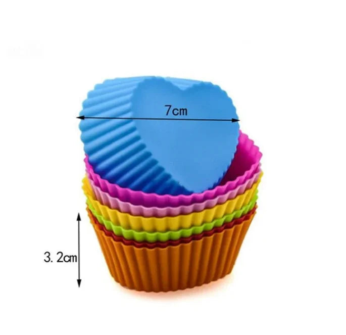 6/12PCS Silicone Muffin Mold Round Muffin Cup Heart Cake Baking Mold Kitchen Cooking Supplies Cake Decorating Tools
