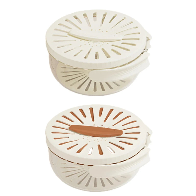 Fruit Washing Basket with Folding Handle Multifunction Vegetable Draining Bowl Plastic Kitchen Colander Home Fridge Seal Crisper