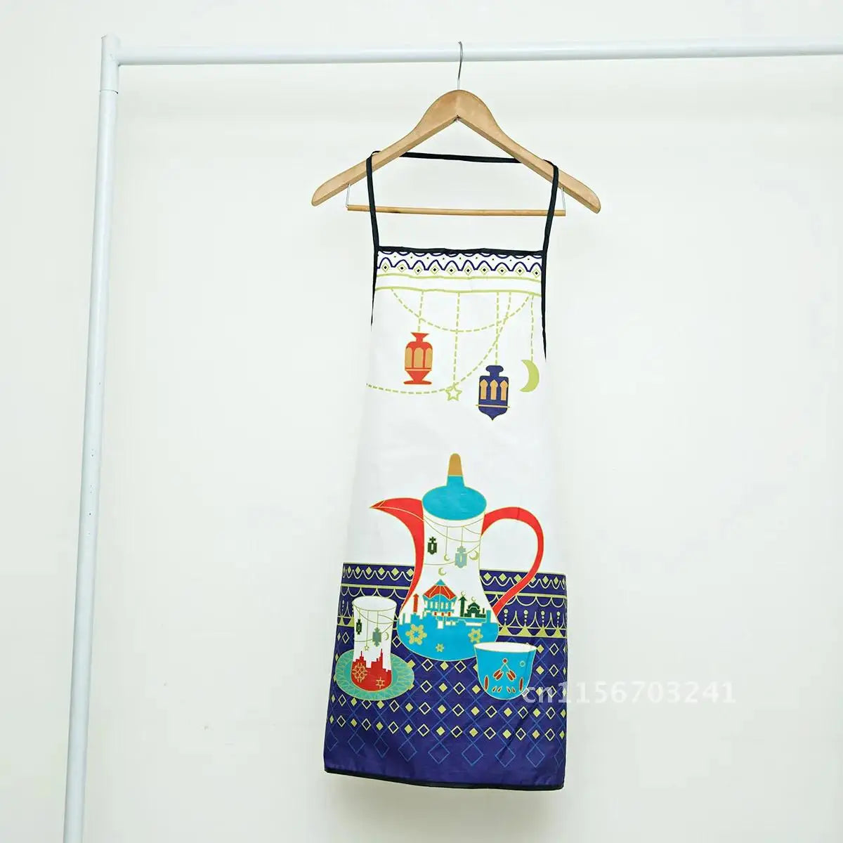 2pcs Apron Kitchen Ramadan Mubarak Pot Holder Mitt Happy Eid Al-Adha Iftar Muslim Islamic Kareem Friend Family Dinner Deco Gift
